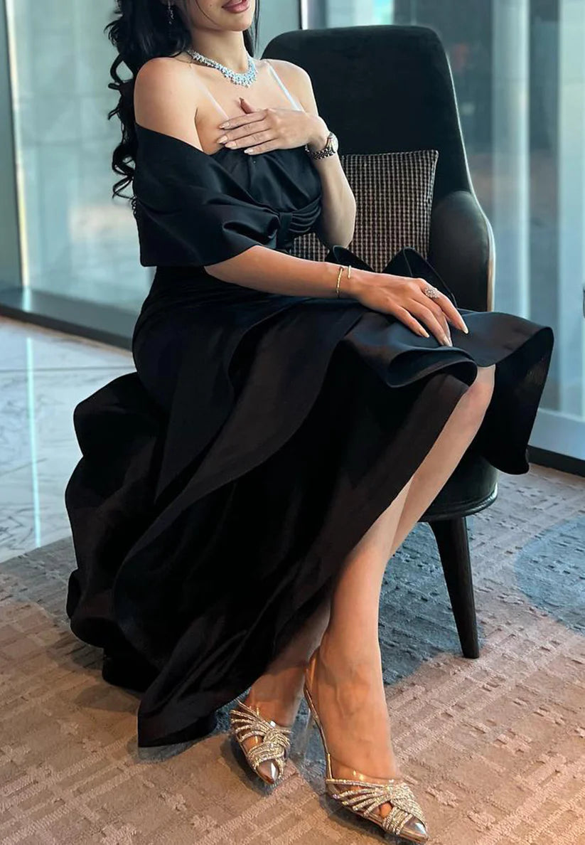 Off-Shoulder Sleeveless Tiered Mermaid Evening Dress simple gentle atmospheric and unique desi Bring summer colors to enhance whiteness