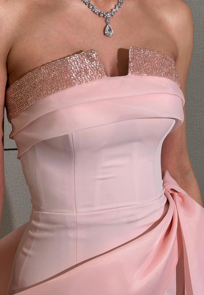 Off-Shoulder Sleevelesss Sleek Sheath Bowknot Evening Dress simple gentle atmospheric and unique desi Bring summer colors to enhance whiteness