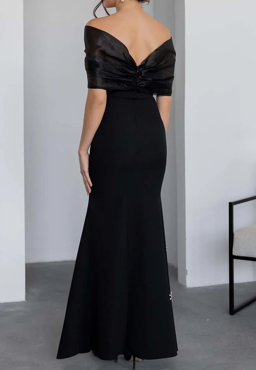 Off-Shoulder Strapless Beaded Evening Dress Mermaid Formal Dress simple gentle atmospheric and unique desi Bring summer colors to enhance whiteness