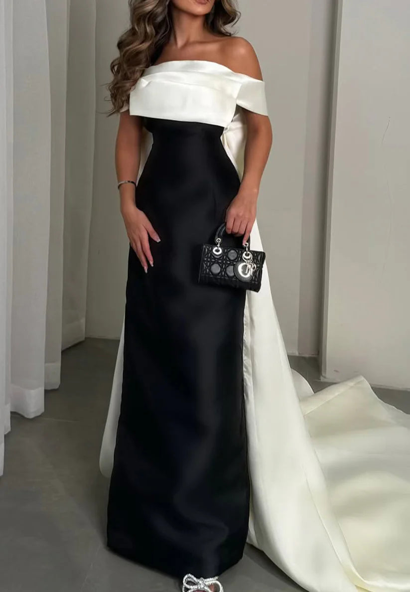 Off-Shoulder Strapless Simple Mermaid Formal Dress simple gentle atmospheric and unique desi Bring summer colors to enhance whiteness