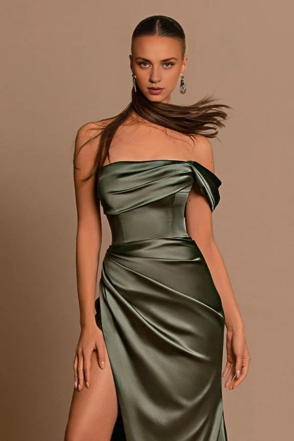 Off-the-Shoulder Prom Dress Mermaid Split Long Simple gentle atmospheric and unique design