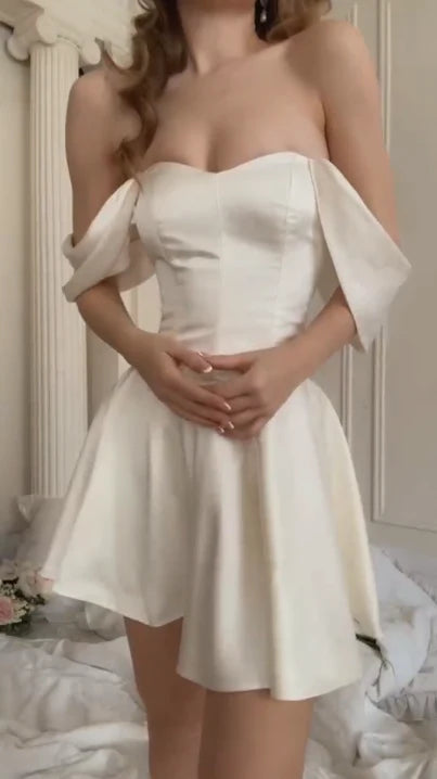 Off Shoulder Short Simple Party Dress Homecoming Dress simple gentle atmospheric and unique desi Brin