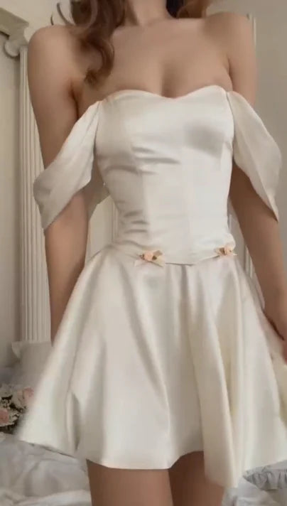 Off Shoulder Short Simple Party Dress Homecoming Dress simple gentle atmospheric and unique desi Brin