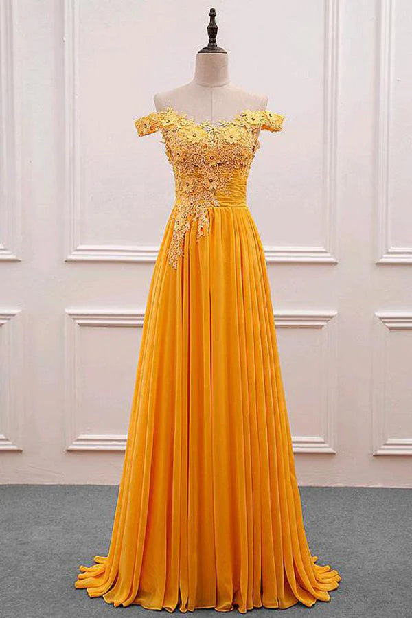 Off The Shoulder Chiffon Long Prom Dress Formal Dress simple gentle atmospheric and unique desi Bring summer colors to enhance whiteness