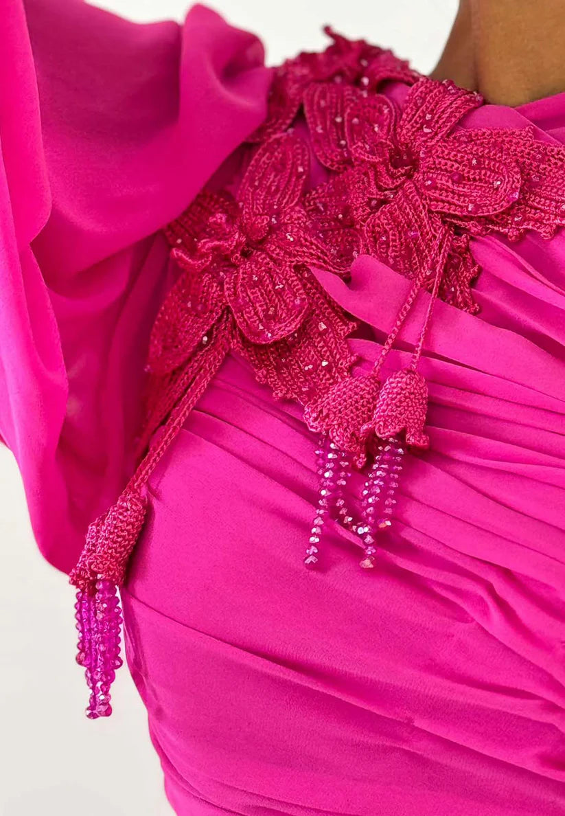 One Shoulder Appliques Pleated Chiffon A-Line Formal Dress simple gentle atmospheric and unique desi Bring summer colors to enhance whiteness