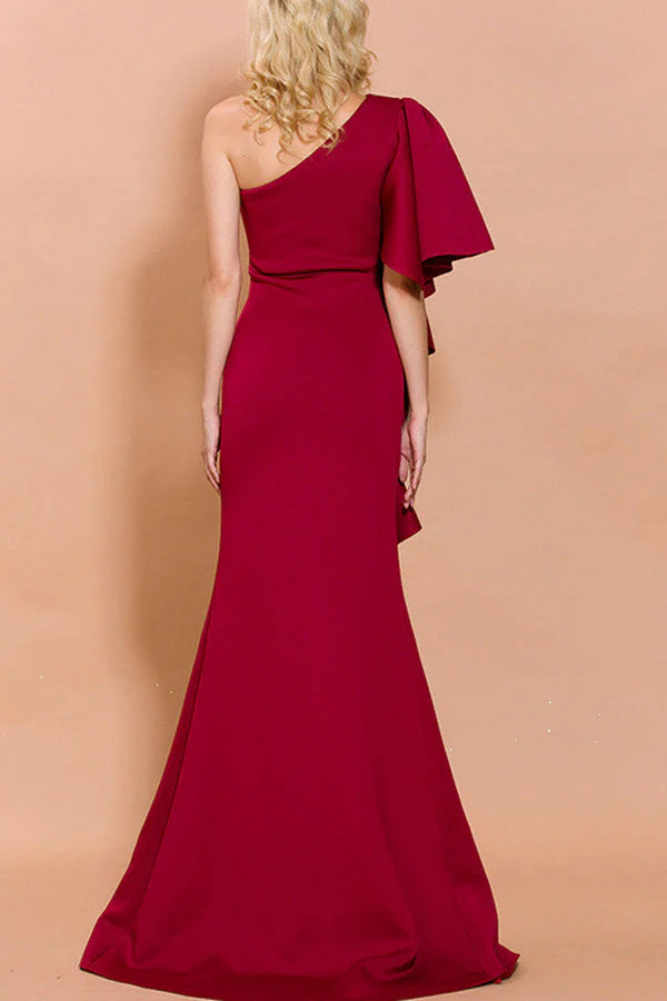 One Shoulder Evening Party Dress Simple gentle atmospheric and unique design