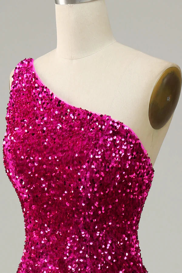 One Shoulder Sequin Mermaid Prom Dress Simple gentle atmospheric and unique design ﻿