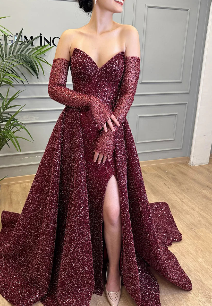 One Shoulder Sleeveless Beaded Embroidery Sheath Evening Dress simple gentle atmospheric and unique desi Bring summer colors to enhance whiteness