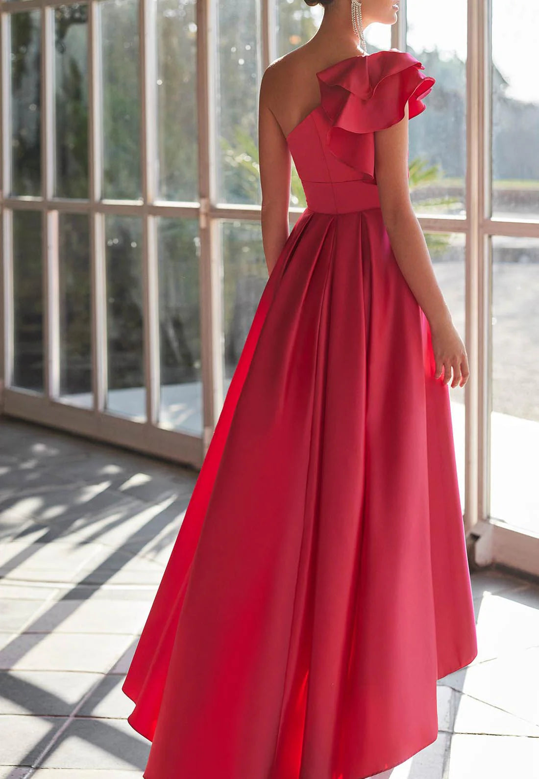 One Shoulder Sleeveless Ruffled A-Line Mother of Bride Dress simple gentle atmospheric and unique desi Bring summer colors to enhance whiteness