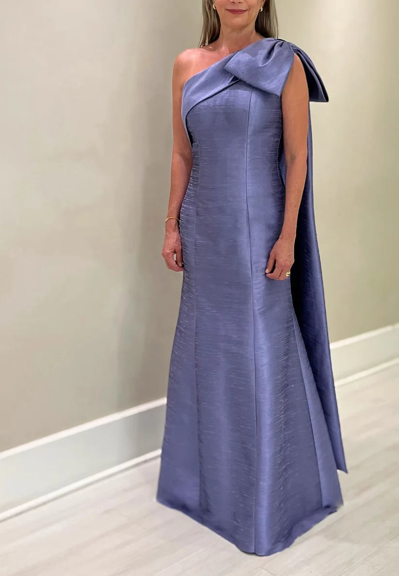 One Shoulder Sleeveless Sleek Bowknot Mermaid Mother of Bride Dress simple gentle atmospheric and unique desi Bring summer colors to enhance whiteness ﻿