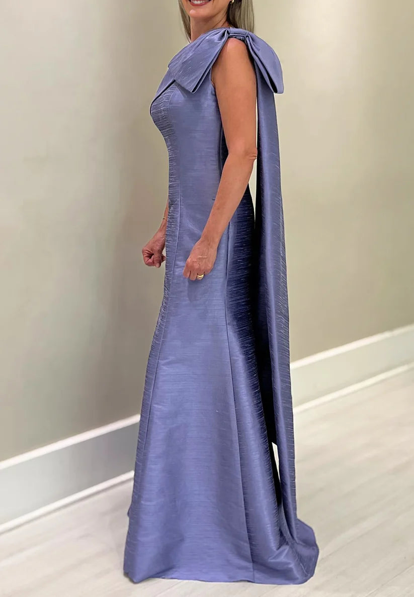 One Shoulder Sleeveless Sleek Bowknot Mermaid Mother of Bride Dress simple gentle atmospheric and unique desi Bring summer colors to enhance whiteness