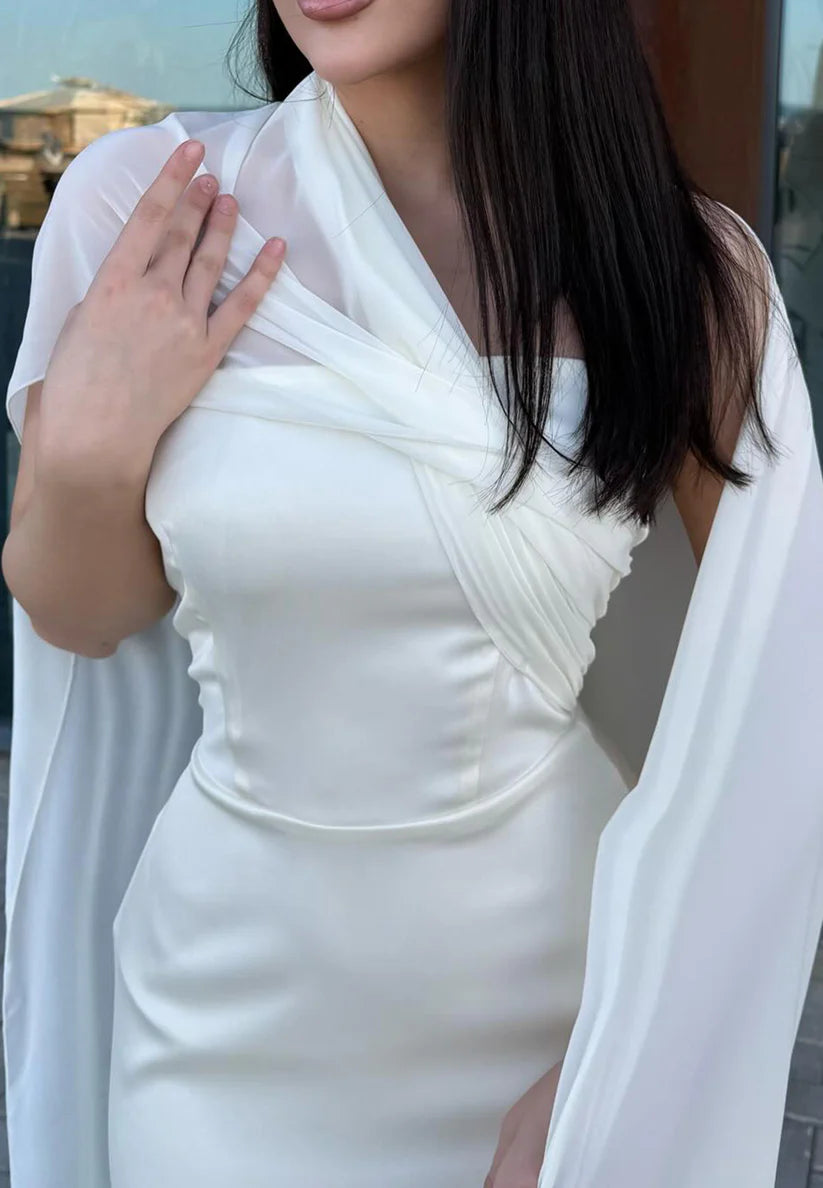 One Shoulder Sleeveless Sleek Formal Dress Sheath Wedding Guest Dress simple gentle atmospheric and unique desi Bring summer colors to enhance whiteness