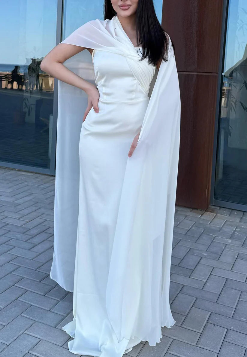 One Shoulder Sleeveless Sleek Formal Dress Sheath Wedding Guest Dress simple gentle atmospheric and unique desi Bring summer colors to enhance whiteness