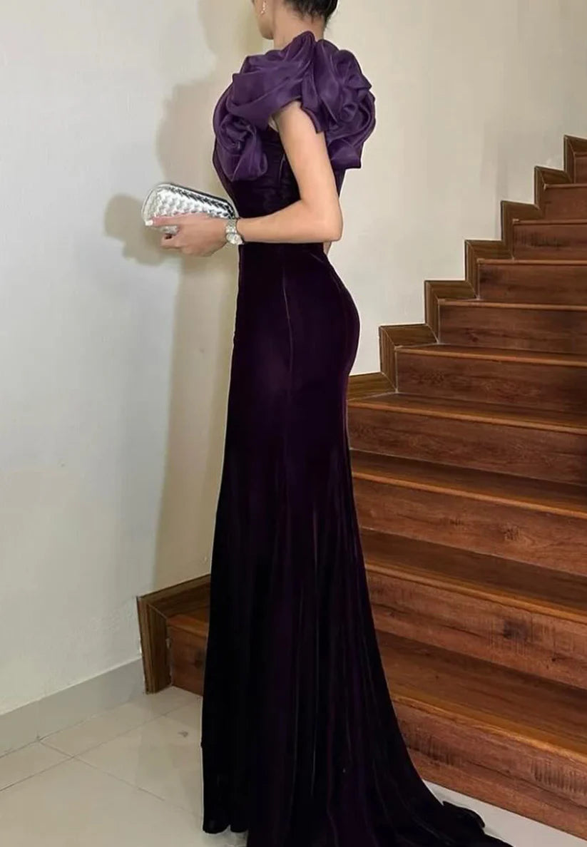 One Shoulder Sleeveless Sleek Mermaid Evening Dress simple gentle atmospheric and unique desi Bring summer colors to enhance whiteness