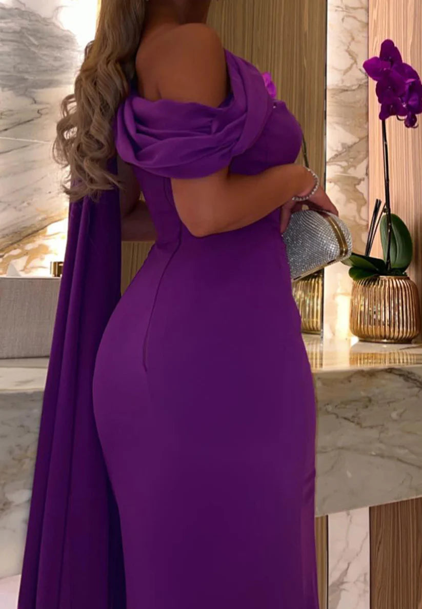 One Shoulder Sleeveless Sleek Mermaid Fitted Evening Dress simple gentle atmospheric and unique desi Bring summer colors to enhance whiteness