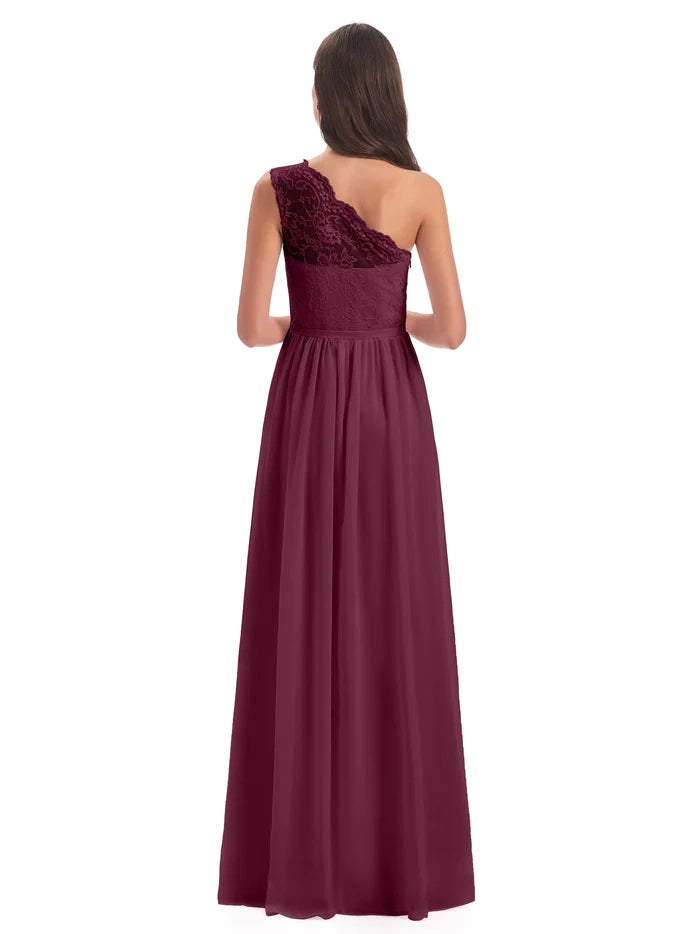 One Shoulder Split Lace Long Bridesmaid Dresses simple gentle atmospheric and unique desi Bring summer colors to enhance whiteness