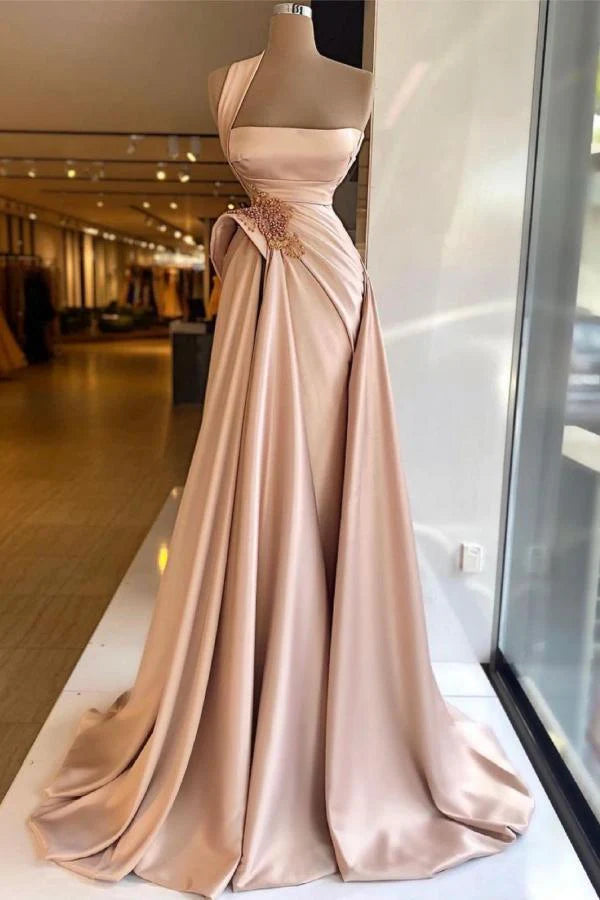 One Shoulder Strapless Long Prom Dress Simple gentle atmospheric and unique design  ﻿