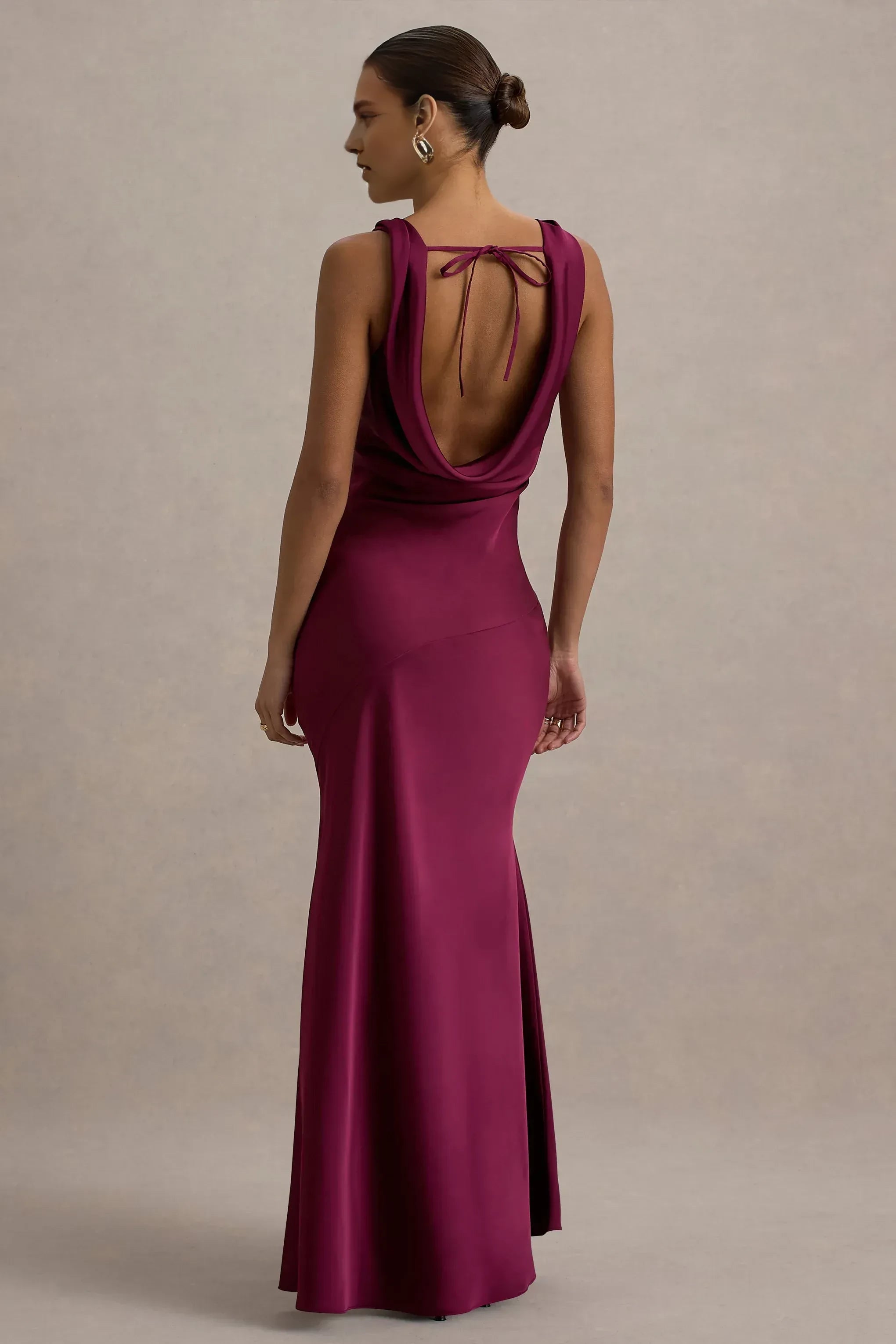 Opulent Mermaid Cowl Neck Sleeveless Open Back Floor Length Prom Dress