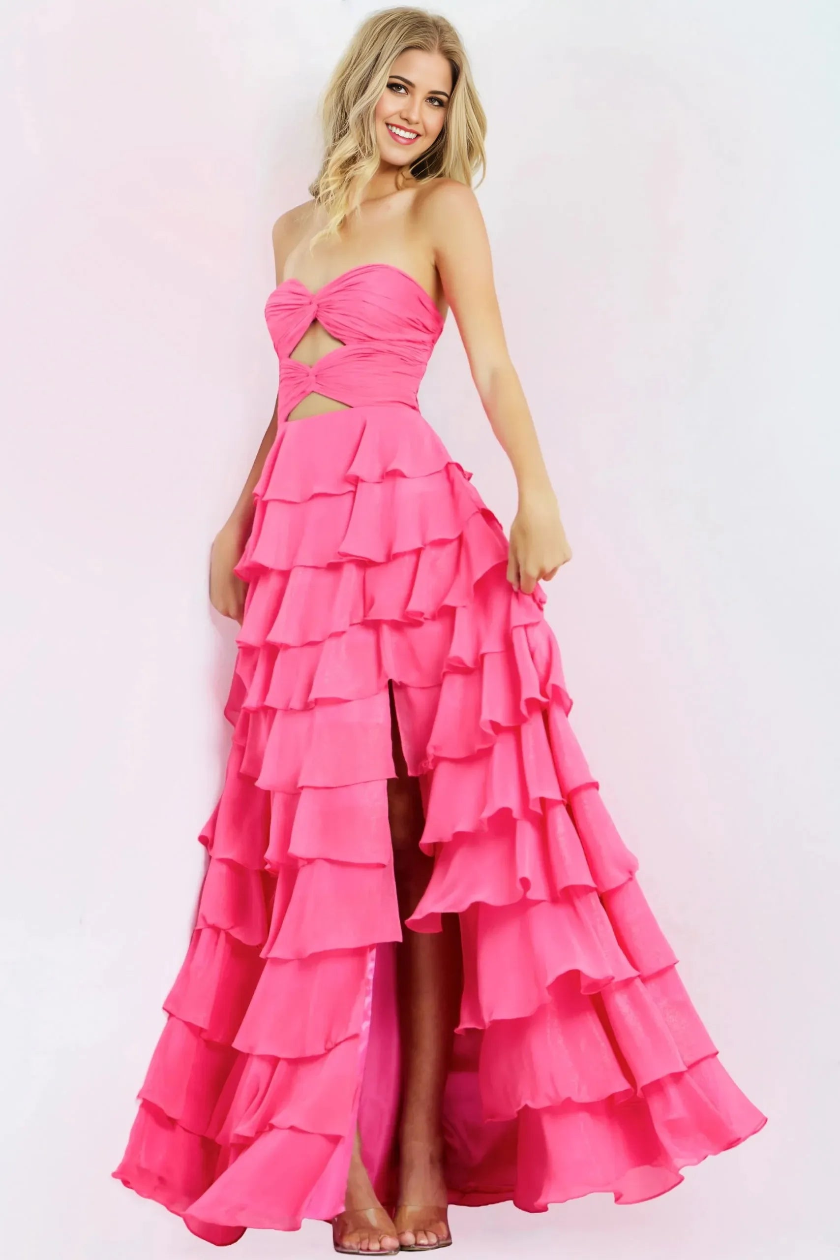 Vibrant A-Line Strapless Sleeveless Open-Back Floor-Length Prom Dress