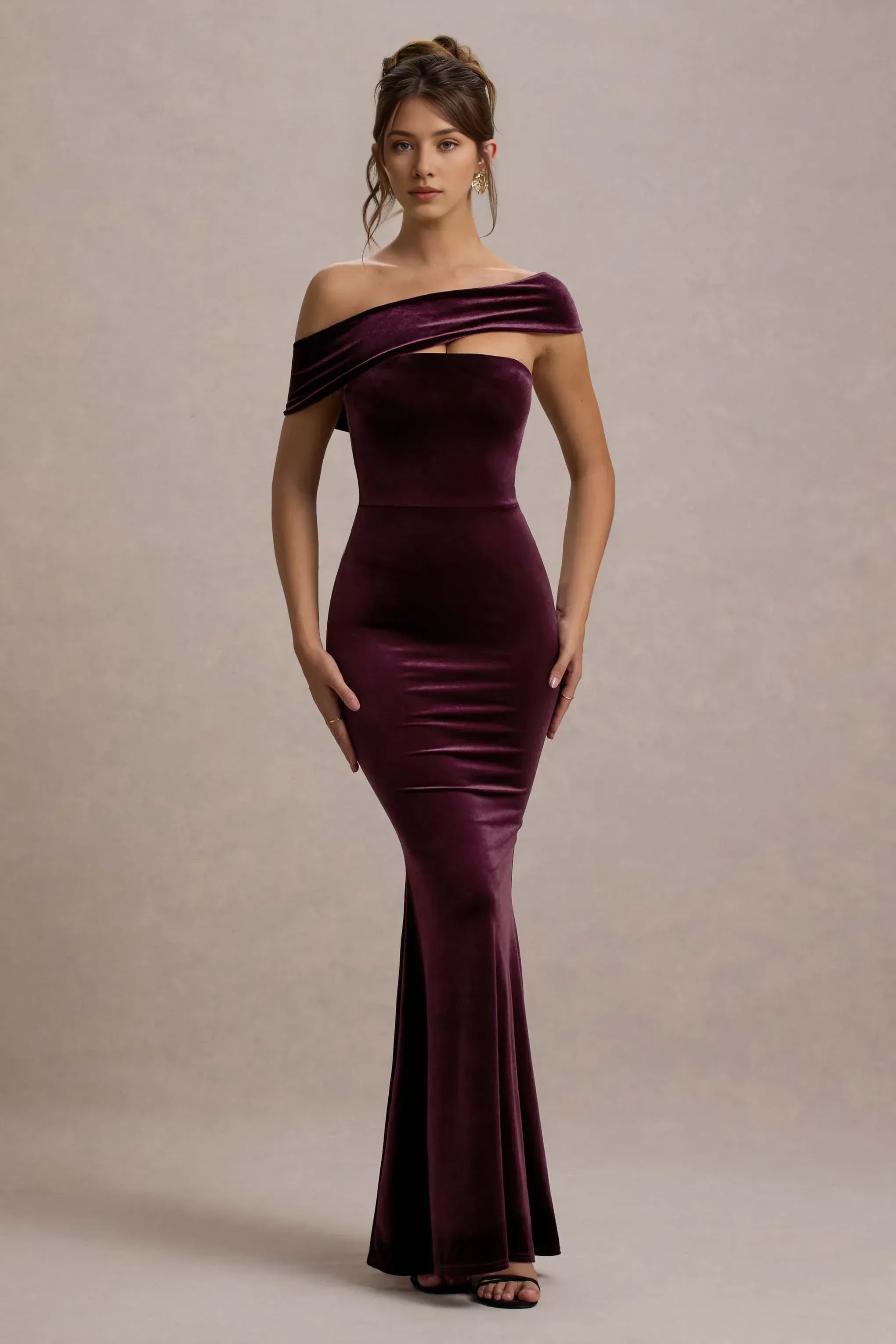 Opulent Mermaid One Shoulder Draped Accent Sleeveless Floor Length Prom Dress