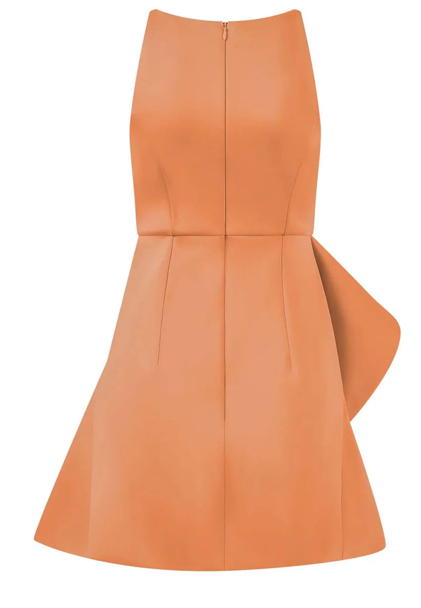 Orange Ruched Sleeveless A-Line Mini Dress simple gentle atmospheric and unique desi Bring summer colors to enhance whiteness