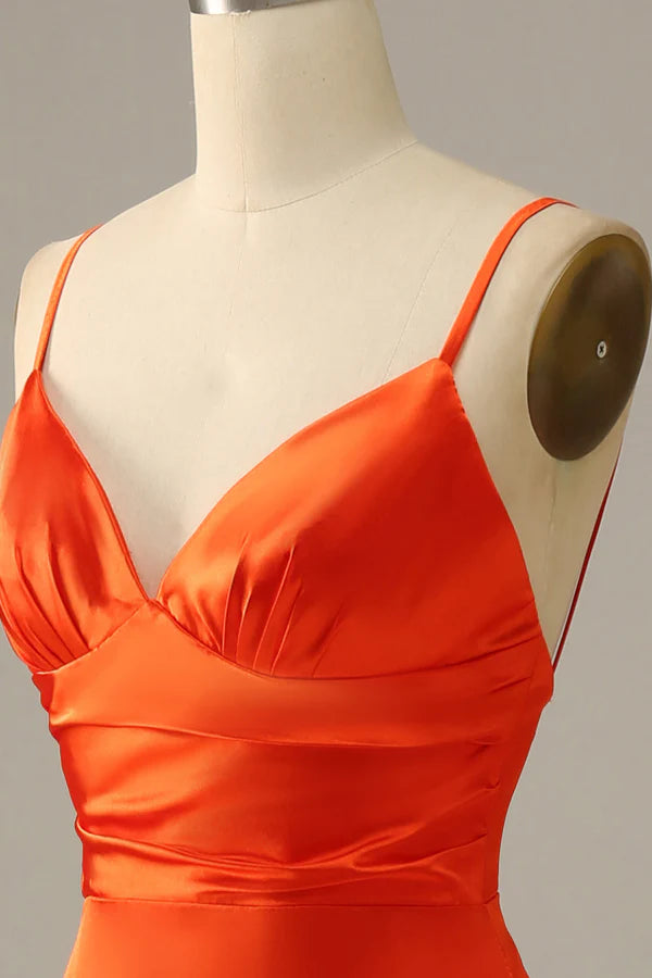 Orange Spaghetti Straps Mermaid Prom Dress Simple gentle atmospheric and unique design