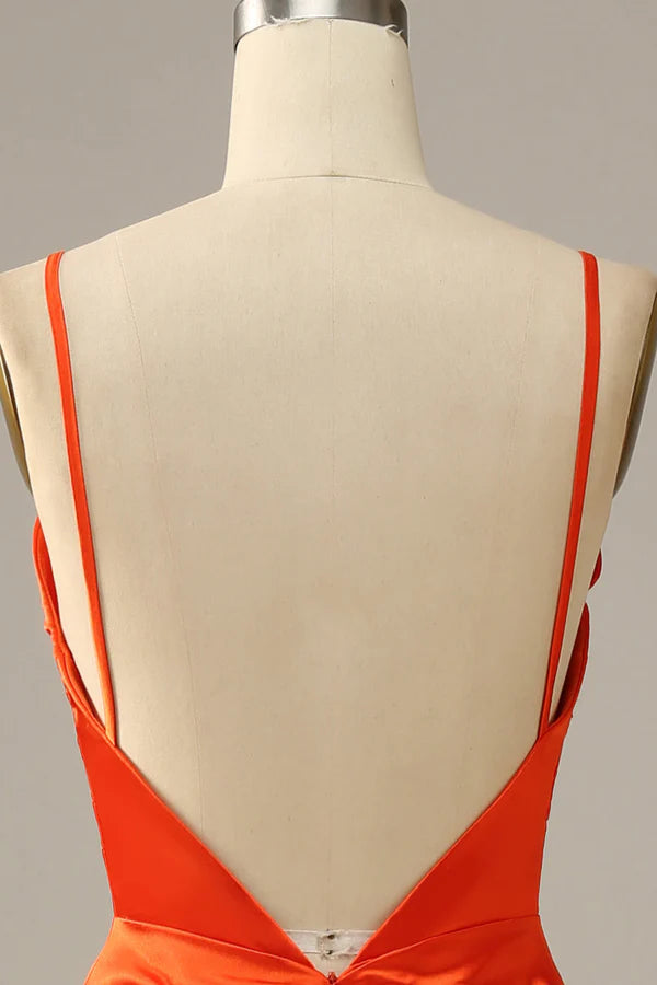 Orange Spaghetti Straps Mermaid Prom Dress Simple gentle atmospheric and unique design