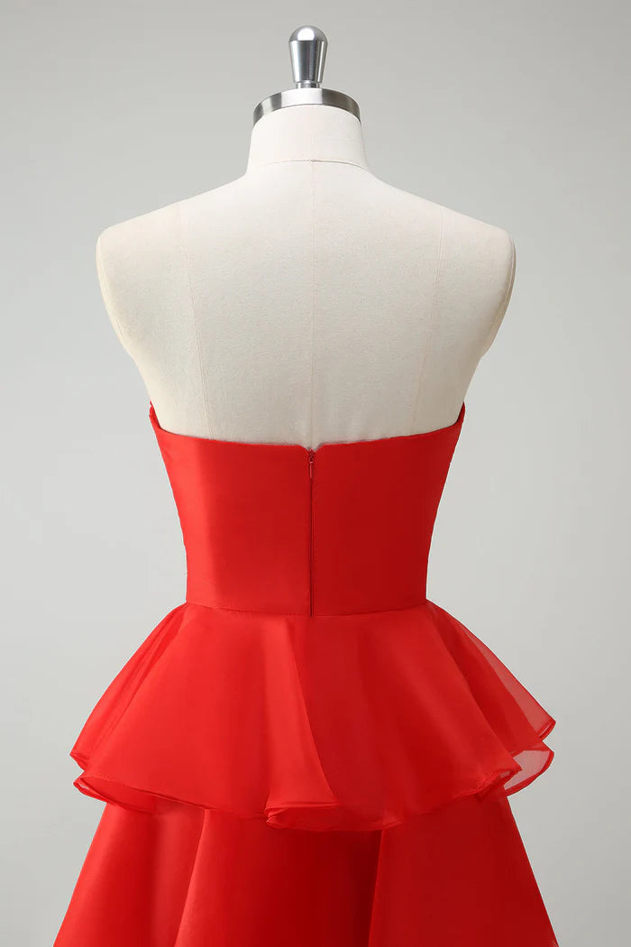 Orange Sweetheart Princess Tiered Long Prom Dress with Slit simple gentle atmospheric and unique desi Bring summer colors to enhance whiteness