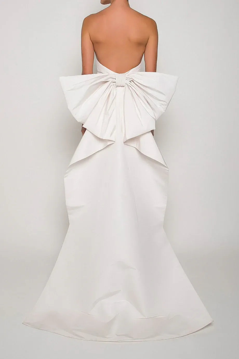 Oversized Bow Mermaid Strapless Sleeveless Open Back Floor Length For Sale Evening Dress