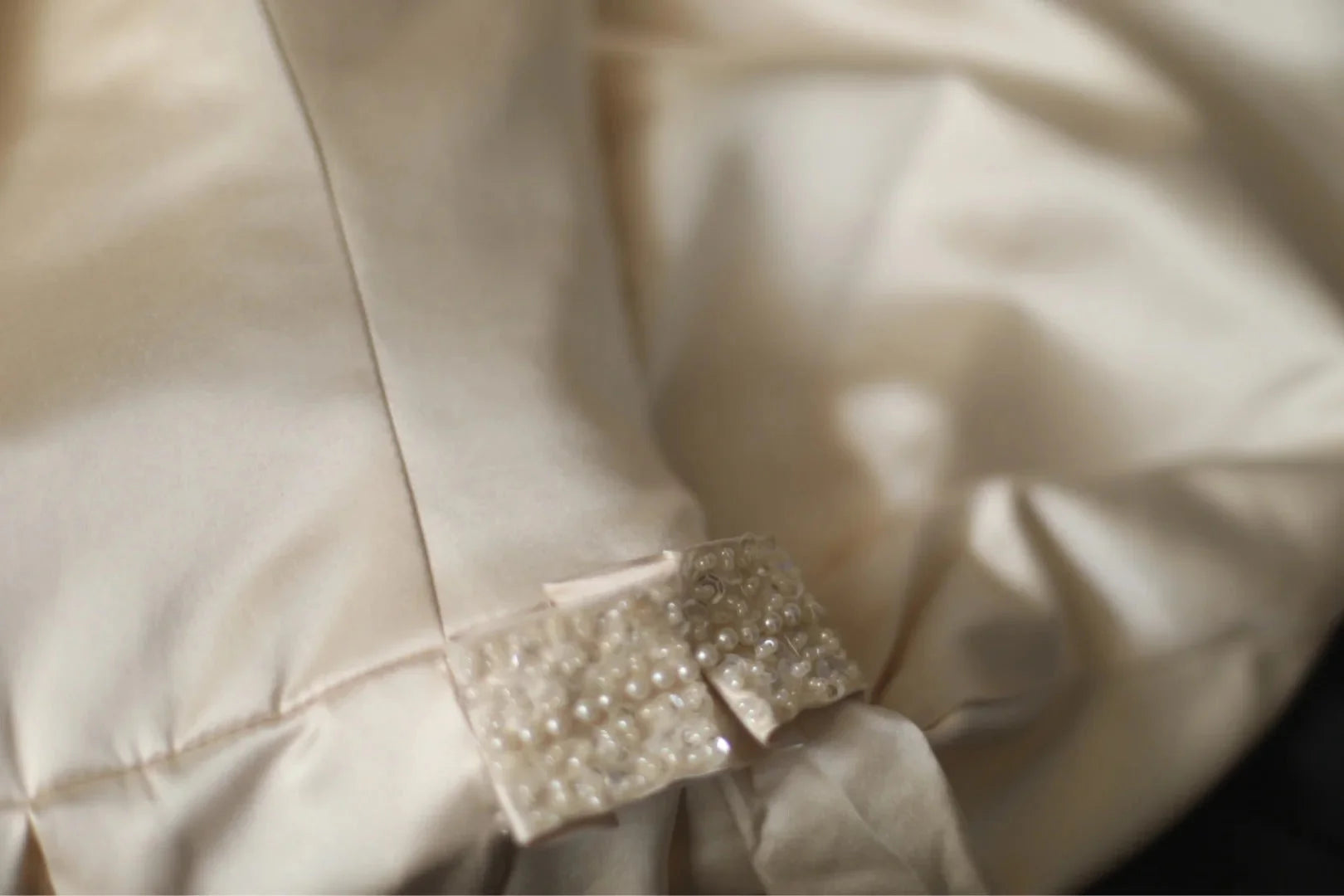 Pearl Beads Fashion Short Tulle Satin Princess Dress simple gentle atmospheric and unique desi Bring summer colors to enhance whiteness ﻿