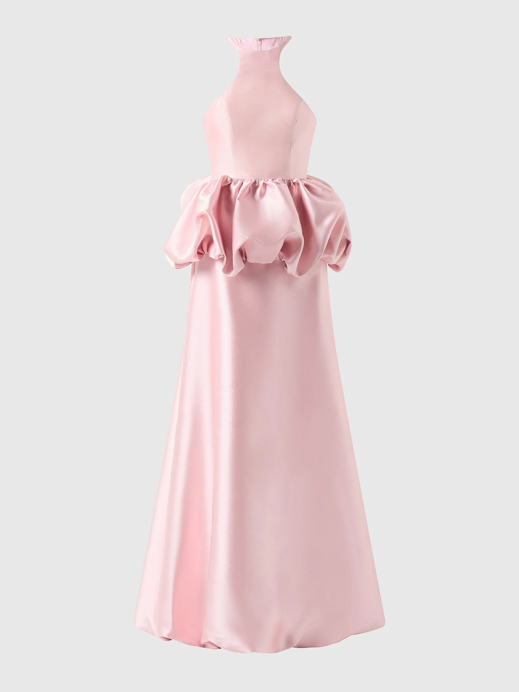 Pink High Neck Satin Maxi Dress with Ruffled Waist Fit & flare bridesmaid dress with halter neckline in mikado Mother of the Bride Dresses