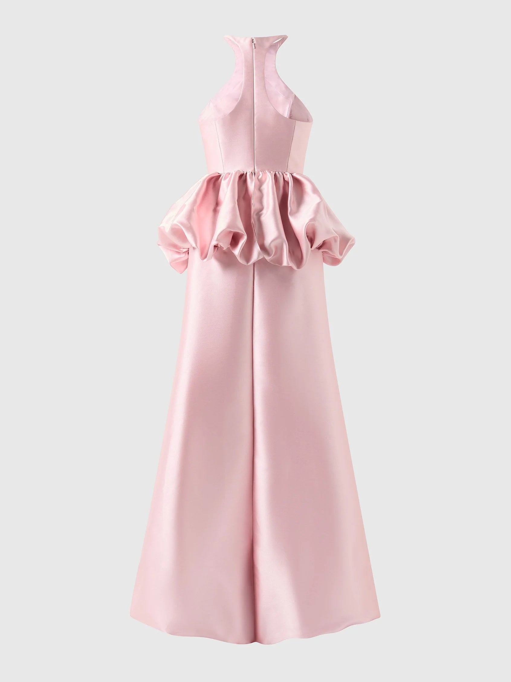 Pink High Neck Satin Maxi Dress with Ruffled Waist Fit & flare bridesmaid dress with halter neckline in mikado Mother of the Bride Dresses