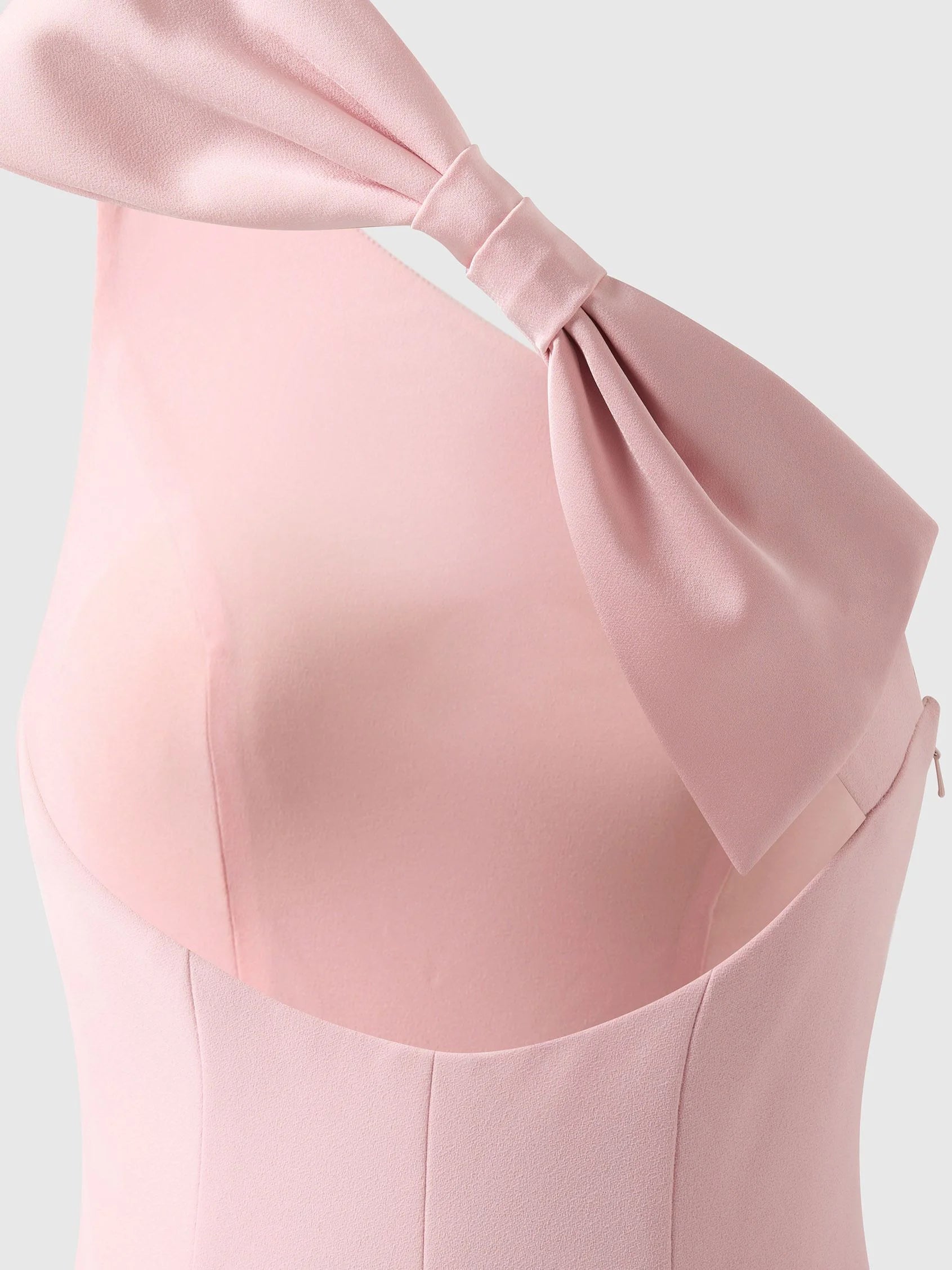 Pink One-Shoulder Bow Maxi Dress Straight bridesmaid dress in crepe Mother of the Bride Dresses