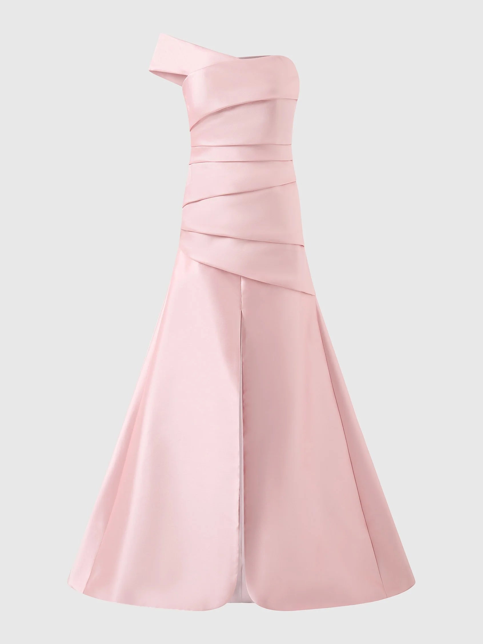 Pink One-Shoulder Satin Midi Dress Mermaid style bridesmaid dress with sweetheart neckline in mikado Mother of the Bride Dresses
