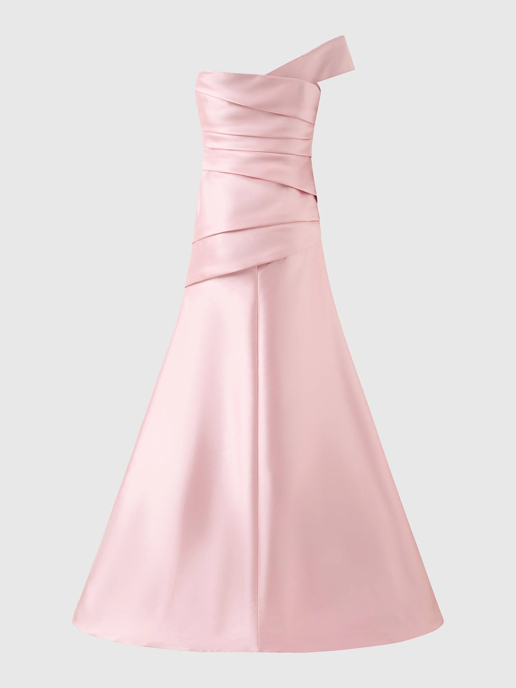 Pink One-Shoulder Satin Midi Dress Mermaid style bridesmaid dress with sweetheart neckline in mikado Mother of the Bride Dresses