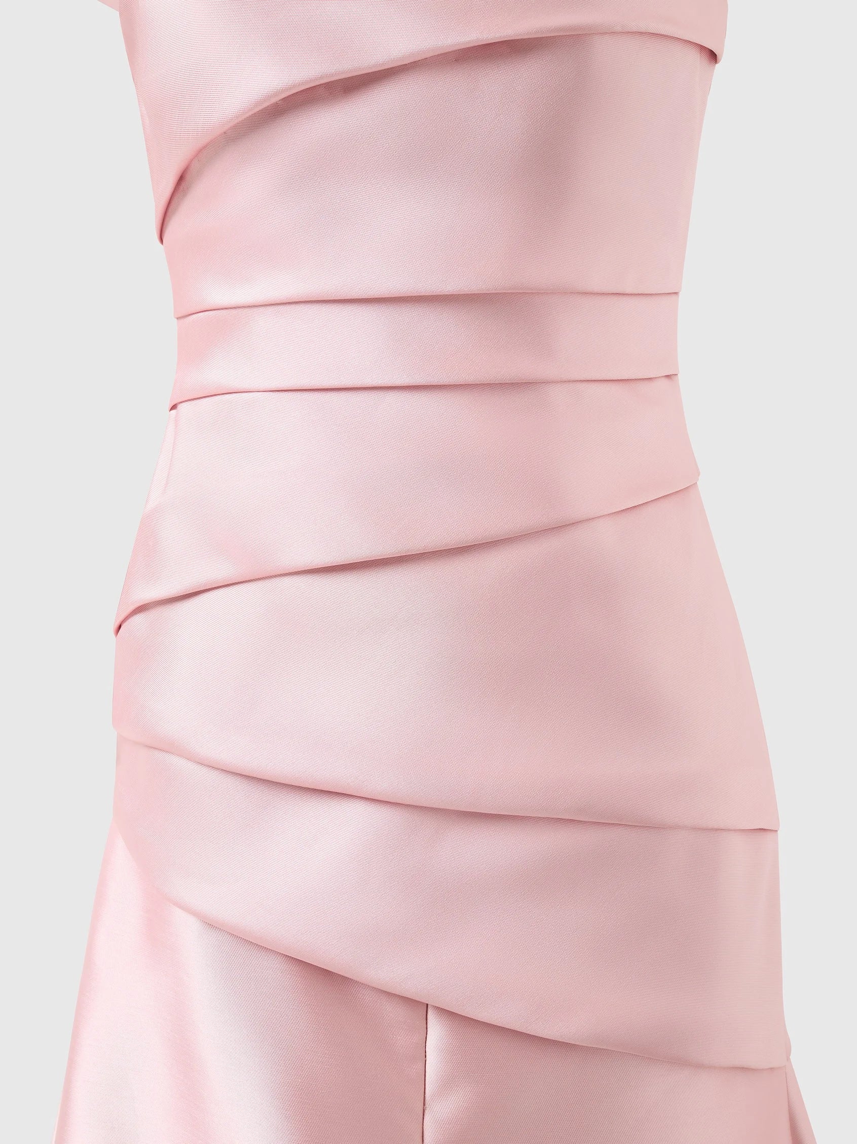 Pink One-Shoulder Satin Midi Dress Mermaid style bridesmaid dress with sweetheart neckline in mikado Mother of the Bride Dresses