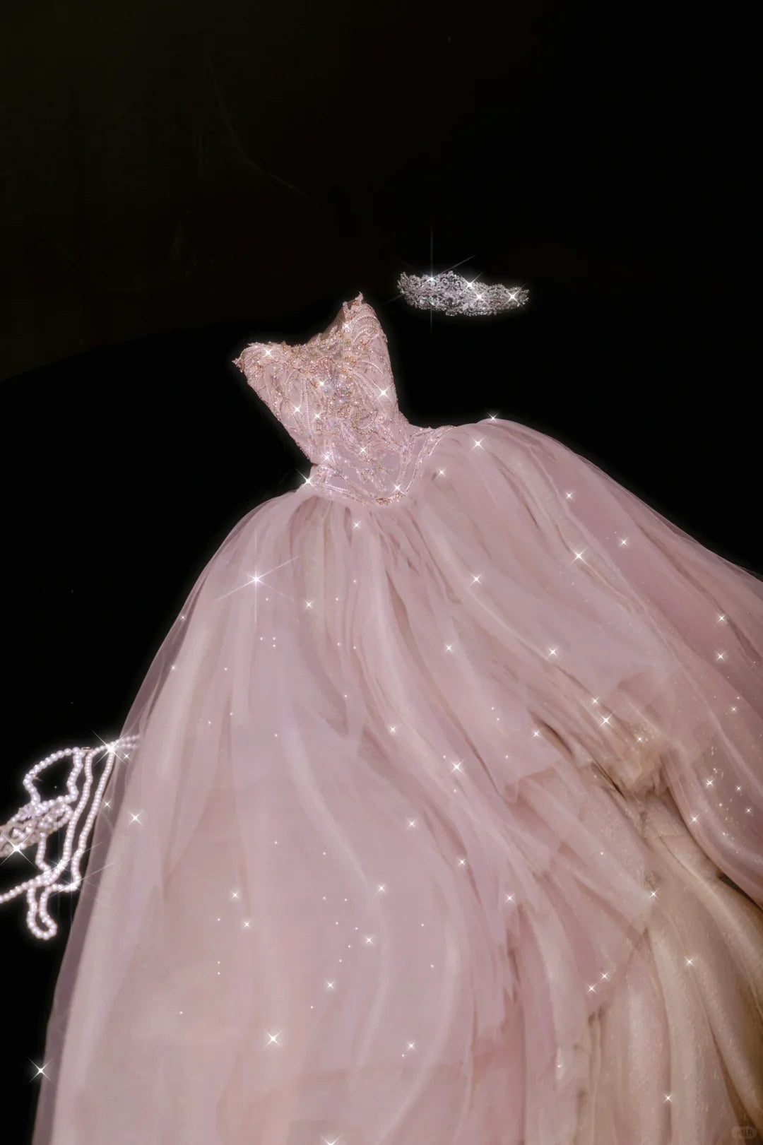 Pink A Line Sweetheart Neck Appliques Tulle Prom Dress Party Dress simple gentle atmospheric and unique desi Bring summer colors to enhance whiteness