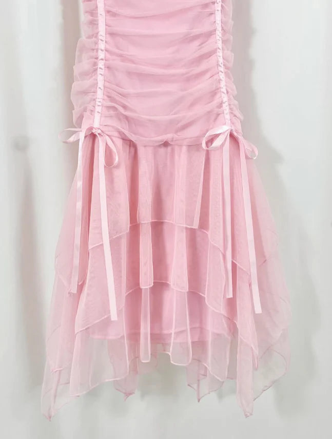 Pink Layered Tulle Pleated Short Homecoming Dress Birthday Dress Outfits simple gentle atmospheric and unique desi Bring summer colors to enhance whiteness