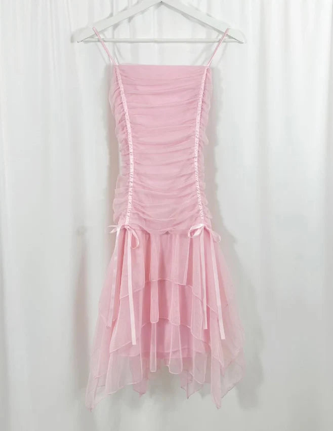 Pink Layered Tulle Pleated Short Homecoming Dress Birthday Dress Outfits simple gentle atmospheric and unique desi Bring summer colors to enhance whiteness