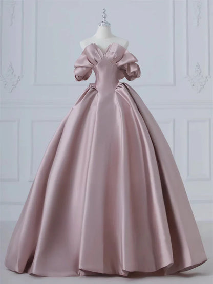 Pink Satin Long Prom Dress Pink Long Evening Dress gowns evening dresses simple gentle atmospheric and unique desi Bring summer colors to enhance whiteness