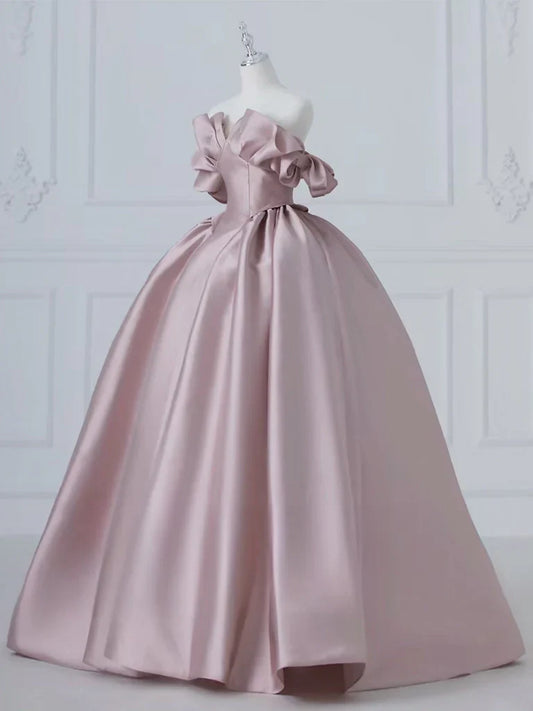 Pink Satin Long Prom Dress Pink Long Evening Dress gowns evening dresses simple gentle atmospheric and unique desi Bring summer colors to enhance whiteness