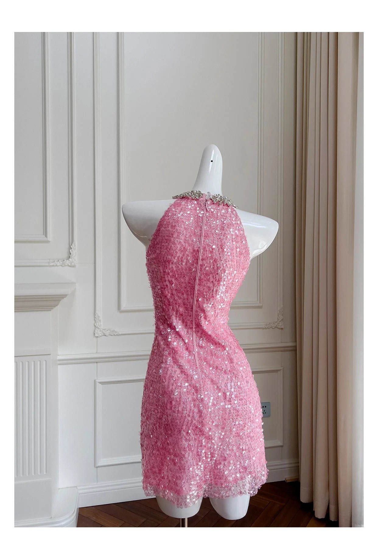 Pink Sequin Short Mini Formal 8th Grade Homecoming Dresses Middle School Short Cocktail Dress Hoco Outfits  simple gentle atmospheric and unique desi Bring summer colors to enhance whiteness
