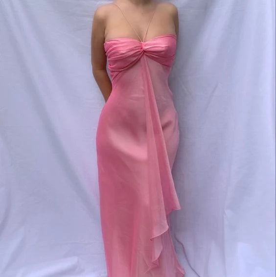 Pink Sheath Long Prom Dresses Sweet Formal Party Dress  simple gentle atmospheric and unique desi Bring summer colors to enhance whiteness