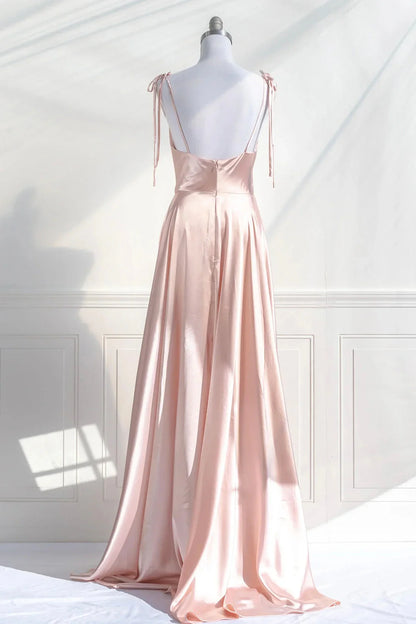 Pink Spaghetti Strap Satin Long Prom Dress Simple A-Line Evening Party Dress simple gentle atmospheric and unique desi Bring summer colors to enhance white