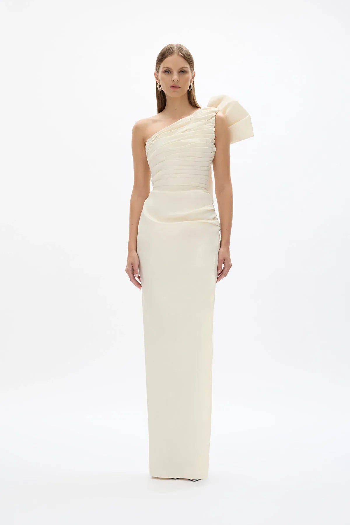 Pleated Sheath One Shoulder Sleeveless Zipper Back Floor Length Hot Sale Prom Dress