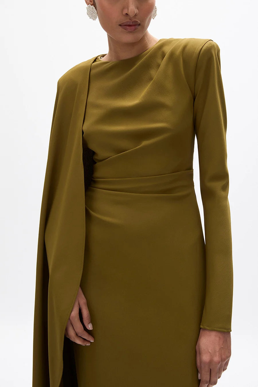 Pleated Round Neck Cape Maxi Dress simple gentle atmospheric and unique desi Bring summer colors to enhance whiteness