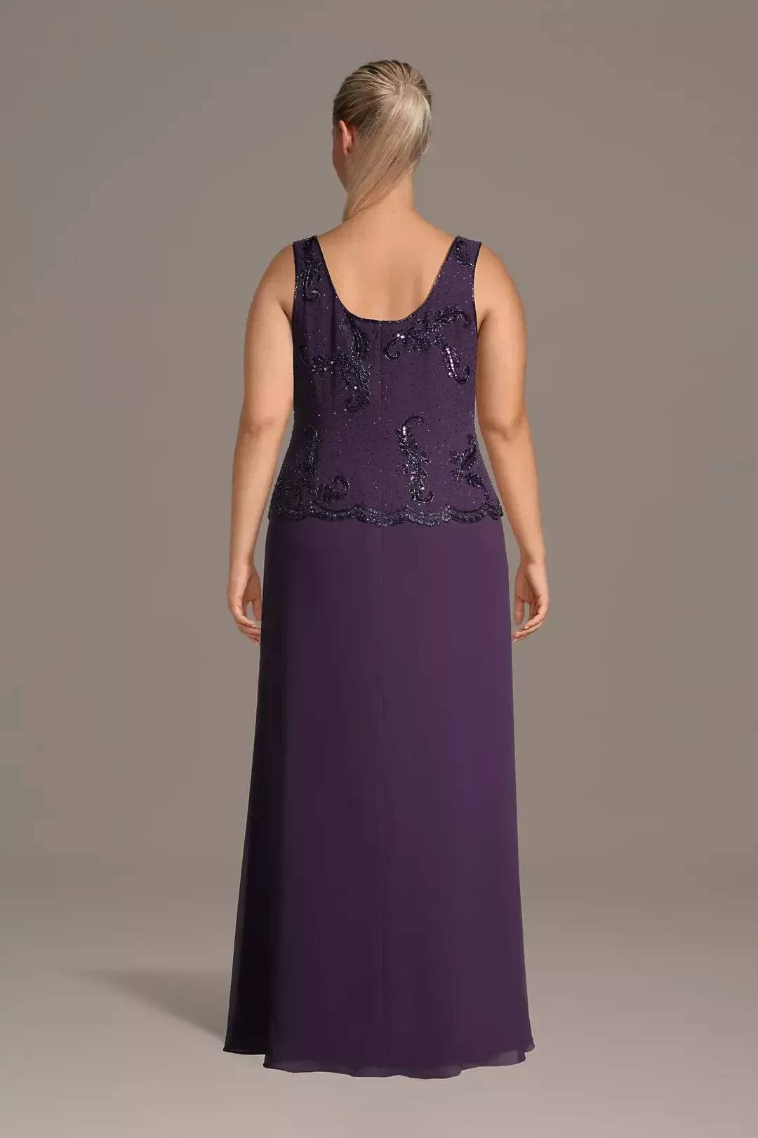 Plus Size Dazzling A Line Scoop Neck Cape Sleeve Beaded Back Floor Length Mother of the Bride Dress