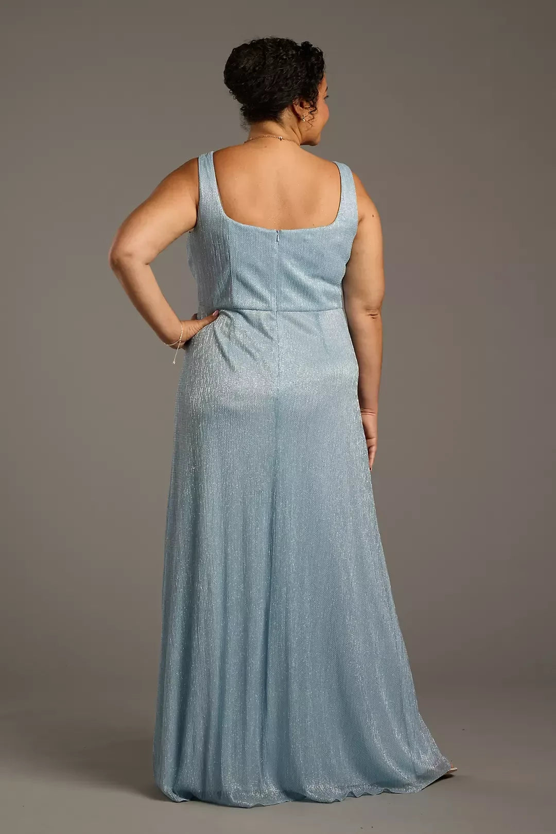 Plus Size Lovely A Line V Neck Flutter Sleeve Belted Back Floor Length Mother of the Bride Dress