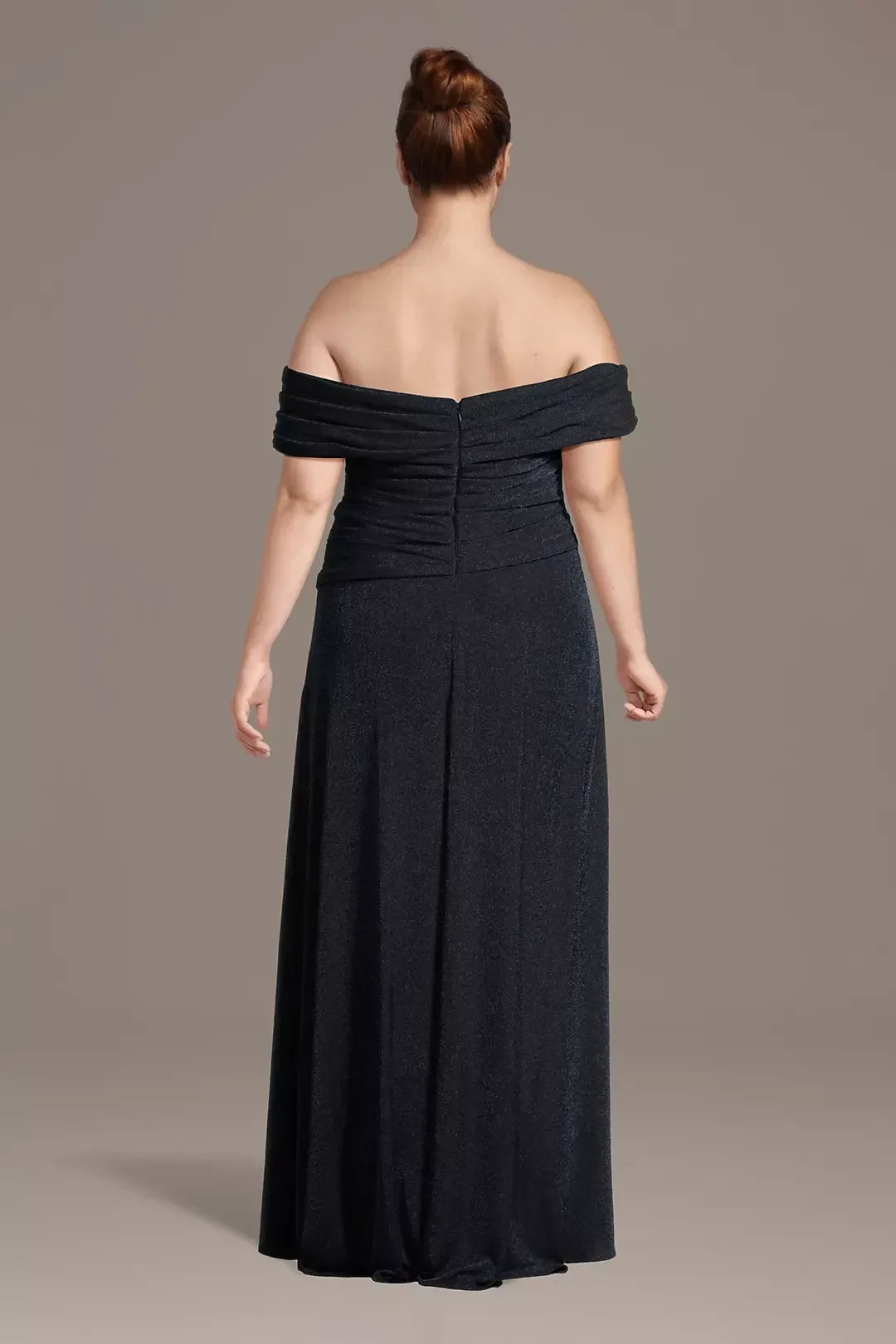 Plus Size Stunning A Line Off Shoulder Sleeveless Ruched Back Floor Length Mother of the Bride Dress