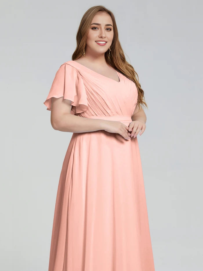 Plus Size Long Bridesmaid Dresses with Sleeves simple gentle atmospheric and unique desi Bring summer colors to enhance whiteness